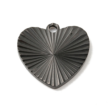 Ion Plating(IP) 304 Stainless Steel Pendants, Heart Charm, Black, 17x18x2mm, Hole: 1.6mm