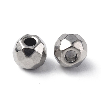 201 Stainless Steel Beads, Round, Stainless Steel Color, 5.5x5mm, Hole: 2mm