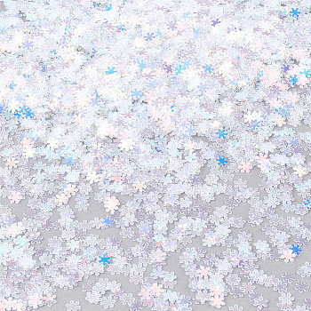 50G Christmas Plastic Snowflake Sequins, Nail Art Decoration Accessories, Mixed Color, 5x4x0.4mm