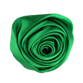 Satin Fabric Handmade 3D Rose Flower, DIY Ornament Accessories for Shoes Hats Clothes, Spring Green, 5.5cm