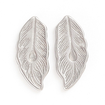 304 Stainless Steel Cabochons, Leaf, Stainless Steel Color, 16x7x1.5mm