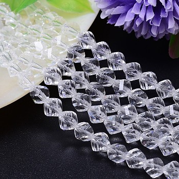 Faceted Polyhedron Imitation Austrian Crystal Bead Strands, Grade AAA, Clear, 10mm, Hole: 0.9~1mm, about 40pcs/strand, 15.7 inch
