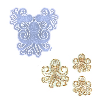 DIY Octopus Cup Mat Silicone Molds, Resin Casting Molds, For UV Resin, Epoxy Resin Craft Making, Deep Sky Blue, 250x255x9mm, Inner Diameter: 118x106mm & 180x165mm