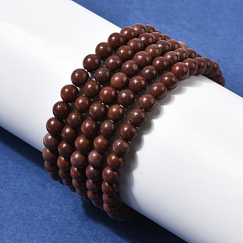 Natural Coffee Jasper Beads Bracelets, Stretch Bracelets for Men Women, Round, Beads: 6mm, Inner Diameter: 2.24 inch(5.7cm)