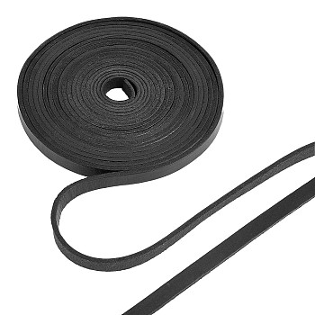 Flat Cowhide Leather Cord, for Jewelry Making, Black, 10.5x3mm