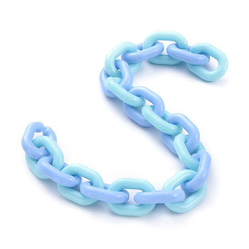 Handmade Acrylic Cable Chains, Deep Sky Blue, Links: 19x14x4mm, 39.37 inch(1m)/strand