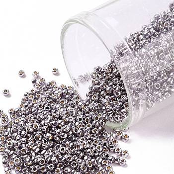 TOHO Round Seed Beads, Japanese Seed Beads, (PF568) PermaFinish Light Amethyst Metallic, 15/0, 1.5mm, Hole: 0.7mm, about 3000pcs/bottle, 10g/bottle