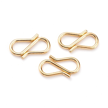 304 Stainless Steel S-Hook Clasps, Real 18K Gold Plated, 13x7x1mm