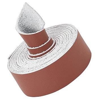 Flat Microfiber Imitation Leather Cord, Garment Accessories, Saddle Brown, 25x1.5mm, about 2.19 Yards(2m)/Roll