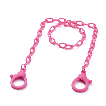 Personalized ABS Plastic Cable Chain Necklaces, Handbag Chains, with Lobster Claw Clasps, Deep Pink, 18.97 inch(48.2cm)