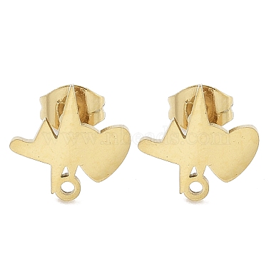 Golden Heart 304 Stainless Steel Stud Earring Findings