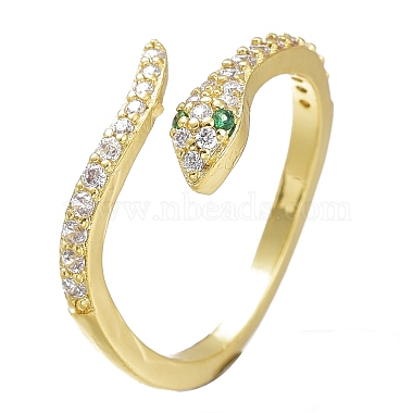 Adjustable Brass Micro Pave Cubic Zirconia Snake Cuff Rings(ZIRC-I049-36)-2