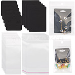 100Pcs 2 Styles Paper Earring Display Cards, with 100Pcs 2 Styles OPP Cellophane Bags, Rectangle and Square, Black, 9~5x5~6x0.05cm, 5pcs/style(CDIS-TA0001-50)