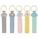 5Pcs 5 Colors Rectangle PU Leather Keychains, with Split Key Rings, Golden, Mixed Color, 110x23x6.5mm, 1pc/color(KEYC-SC0002-14)
