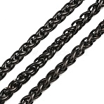304 Stainless Steel Wheat Chains, with Spool, Ion Plating(IP), Unwelded, Black, 4mm(CHS-H118-04EB)