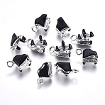 Alloy Enamel Pendants, Piano, Black, Platinum, 17x11x8mm, Hole: 2.2mm(ENAM-K055-07A-P)
