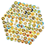 100pcs Glass Cabochons, Sunflower Pattern, Half Round/Dome, Mixed Color, 12mm(GGLA-PH0001-18)