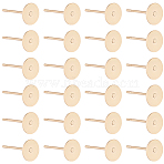 200Pcs 304 Stainless Steel Stud Earring Findings, Flat Round, Real 24K Gold Plated, 6x0.3mm, Pin: 0.7mm(STAS-SC0021-56)
