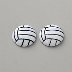 Sport Opaque Resin Cabochons, Volleyball, 15.5~16x4~5.5mm(RESI-WH0034-59B-05)