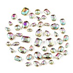 Glass Rhinestone Sew on Rhinestone, Multi-Strand Linkse, Mixed Shapes, with Golden 201 Stainless Steel Prong Settings, Garments Accessories, Faceted, Clear AB, 8~19x4~19.5x3.5~8mm, Hole: 1.2mm, 50pcs/bag(RB-CBA33FD-01G-03)