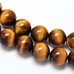 Natural Tiger Eye Beads Strands, Grade AAA, Round, 8mm, Hole: 1mm, about 46pcs/strand, 15 inch(G-F173-12-8mm)