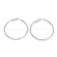 Ring 304 Stainless Steel Hoop Earrings for Women Men, Stainless Steel Color, 12 Gauge, 50x2mm, Pin: 0.6mm(EJEW-B049-02F-P)