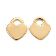 201 Stainless Steel Pendants, Heart, Real 24k Gold Plated, 12x10.5x0.8mm, Hole: 2.7x2.9mm(STAS-K217-51G)
