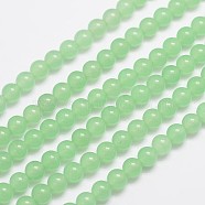 Natural & Dyed Malaysia Jade Bead Strands, Round, Light Green, 6mm, Hole: 0.8mm, about 64pcs/strand, 15 inch(X-G-A146-6mm-A26)