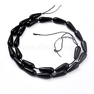 Natural Gemstone Strands, Faceted Teardrop, Grade A Black Onyx, about 6mm wide, 16mm long, hole: 0.8mm, about 25 pcs/strand, 16"(G560-2)