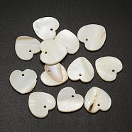 Shell Heart Pendants, Seashell Color, 17x17x2mm, Hole: 1mm(SHEL-P003-18)