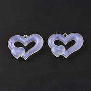 Transparent Acrylic Pendants, with Glitter Powder, Double Heart Charm, Clear AB, 38x51x10mm, Hole: 3mm, about 55pcs/500g(OACR-P007-50A)