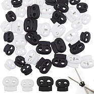 40Pcs 4 Styles Plastic Cord Locks, Double Hole Drawstring Stopper Fastener Buttons, Mixed Color, 16.5~21x17.5~24x6.5~8mm, Hole: 4~5mm, 10pcs/style(KY-DC0001-20)