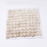Faux Mink Fur Ball Decoration, Pom Pom Ball, For DIY Craft, Antique White, 3~3.5cm, about 80pcs/board(FIND-S267-3.5cm-14)