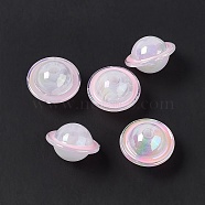 UV Plating Rainbow Iridescent Acrylic Beads, Planet, Pearl Pink, 22.5x15mm, Hole: 3.5mm(PACR-M003-11B)