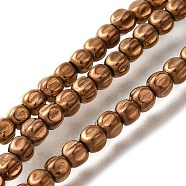 Electroplated Synthetic Non-magnetic Hematite Beads Strands, Pumpkin, Copper Plated, 3.5~4x3.5mm, Hole: 0.8mm, about 107~112pcs/strand, 15.75~15.91 inch(40~40.4cm)(G-C154-A01-01E)