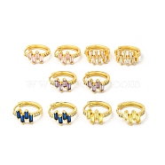 Cubic Zirconia Rectangle Hoop Earrings, Real 18K Gold Plated Brass Jewelry for Women, Cadmium Free & Nickel Free & Lead Free, Mixed Color, 15.5x16.5x2.5mm, Pin: 1mm(EJEW-E270-04G)