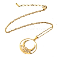 201 Stainless Steel Moon Pendant Necklace with Cable Chains, Golden, 17.60 inch(44.7cm)(NJEW-Q317-32G)