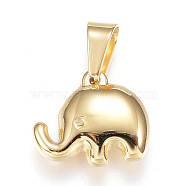 304 Stainless Steel Charms, Elephant, Golden, 17x20x5mm, Hole: 7x3.5mm(STAS-H330-38G)