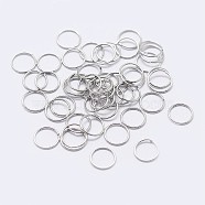 Rhodium Plated 925 Sterling Silver Open Jump Rings, Round Rings, Platinum, 24 Gauge, 6x0.5mm, Inner Diameter: 5mm, about 285pcs/10g(STER-F036-02P-0.5x6mm)