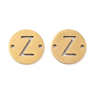 Vacuum Plating 201 Stainless Steel Hollow Flat Round Links, Letter Connector Charms, Real 18K Gold Plated, Letter Z, 12x1mm, Hole: 1.2mm(FIND-R149-03Z-G)