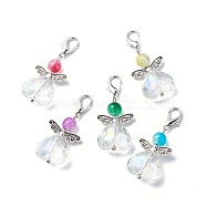 Angel Acrylic & Alloy Pendant Decotrations, with Alloy Lobster Claw Clasps, Mixed Color, 47mm, 5pcs/set(HJEW-JM00780-S)