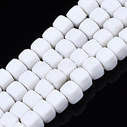 Handmade Polymer Clay Beads Strands, Cube, White, 5x5x5mm, Hole: 1.8mm, about 86~88pcs/strand, 15.35 inch~16.34 inch(39~41.5cm)(CLAY-S092-78O)