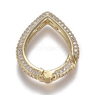 Brass Micro Pave Clear Cubic Zirconia Spring Gate Rings, Long-Lasting Plated, Teardrop, Real 18K Gold Plated, 24.3x19.4x3.5mm(ZIRC-F120-009G)