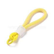 Braided Nylon Strap, Alloy Clasp for Key Chain Bag Phone Lanyard, Yellow, 155mm(AJEW-C035-03F)