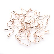 304 Stainless Steel Earrings Hooks, with Horizontal Loop, Rose Gold, 16.5~17.5x17~20mm, Hole: 2mm, Pin: 0.7mm(X-STAS-P227-06RG)