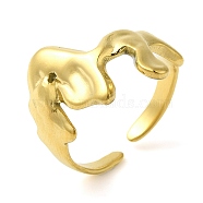 304 Stainless Steel Open Cuff Rings for Women, Real 18K Gold Plated, 16mm, Adjustable(RJEW-Z043-01H)