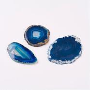 Natural Slice Agate Cabochons, Nuggets, Dyed, Marine Blue, 48~80x30~65x3~4mm(G-K190-01D)