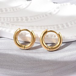 Ion Plating(IP) 304 Stainless Steel Huggie Hoop Earrings, with 316 Surgical Stainless Steel Pin, Ring, Golden, 13x2.5mm, 10 Gauge, Pin: 0.9mm(EJEW-G272-01-8mm-G)