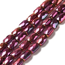 Electroplate Glass Beads Strands, Full Plated, Faceted, Oval, Fuchsia, 7x4.5x3mm, Hole: 0.9mm, about 78~81pcs/strand, 22.83 inch(58cm)(X-EGLA-F150-FP01)