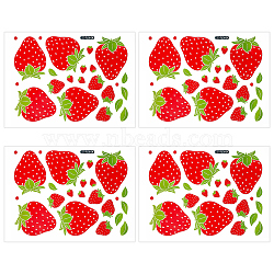 PVC Waterproof Strawberry Self Adhesive Stickers, Fruit Decals for DIY Wall Decoration, Red, 290x210x0.3mm, 4pcs/set(DIY-WH0502-31)